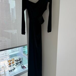 Princess Polly Black Asymmetrical Wrap Gown